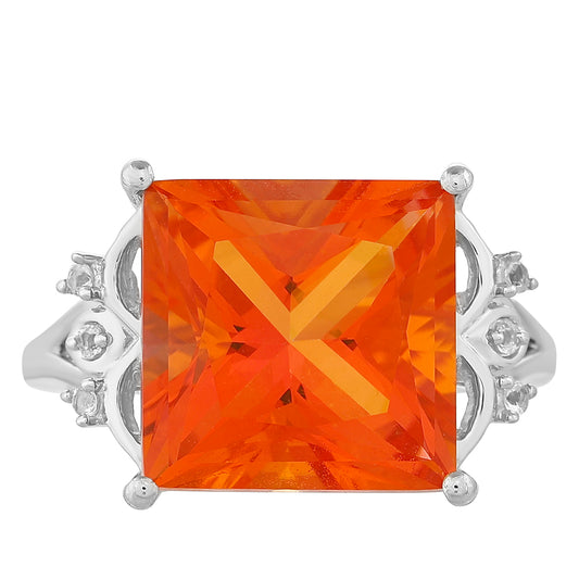 Strieborný Prsteň s Padparadscha Kremeňom a Bielym Topásom