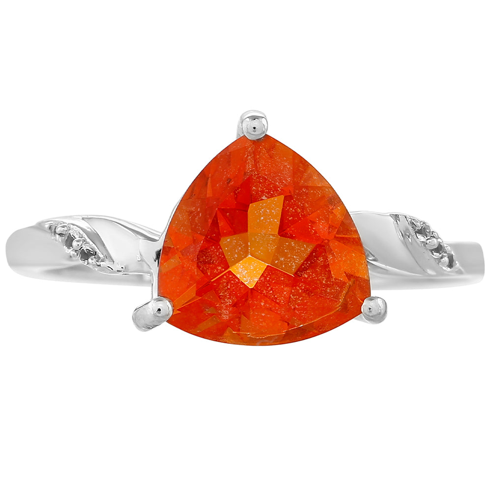Strieborný Prsteň s Padparadscha Kremeňom a Bielym Topásom 1 