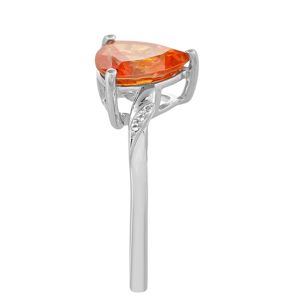 Strieborný Prsteň s Padparadscha Kremeňom a Bielym Topásom 3 