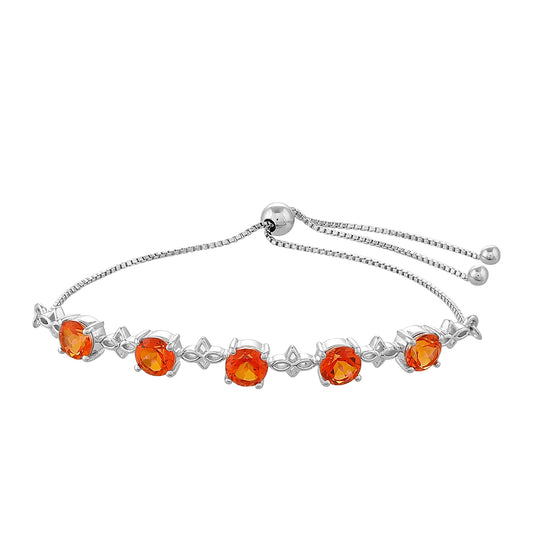 Strieborný Náramok s Padparadscha Kremeňom