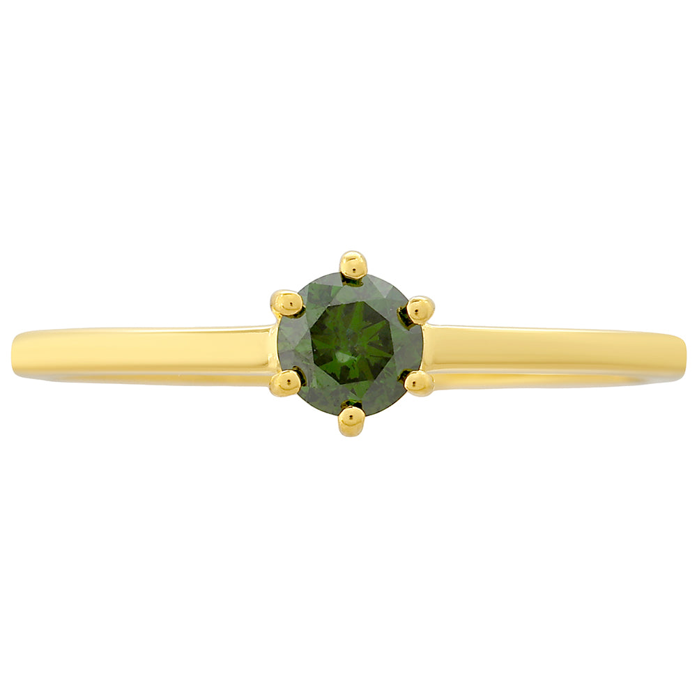 Pozlátený Strieborný Prsteň s so Zeleným Diamantom 1 