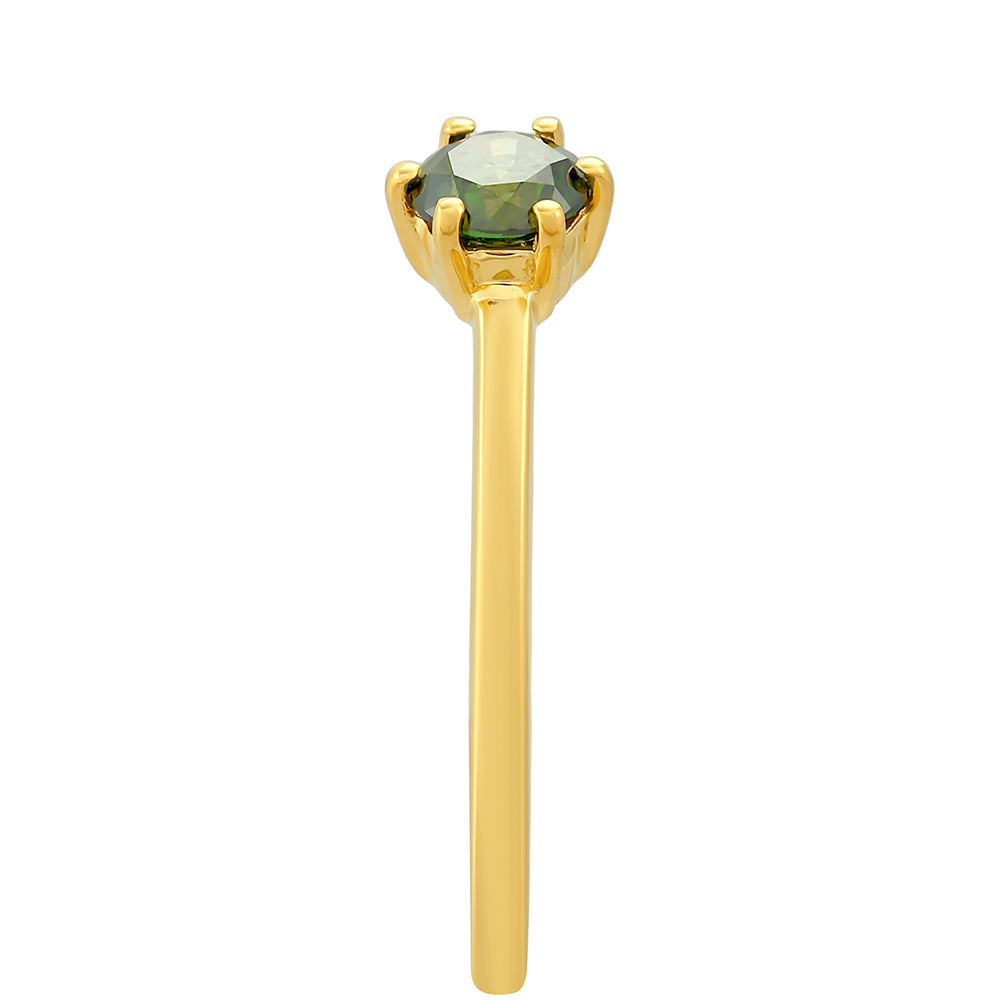 Pozlátený Strieborný Prsteň s so Zeleným Diamantom 3 