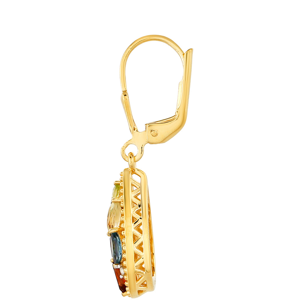 Pozlátené Strieborné Náušnice s Ametystom a Citrínom 2 