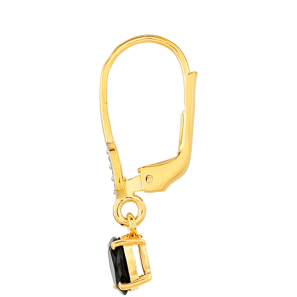 Pozlátené Strieborné Náušnice s Čiernym Turmalínom a Bielym Topásom 2 