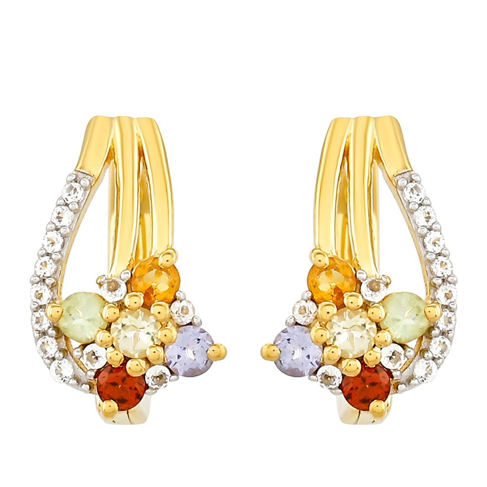 Pozlátené Strieborné Náušnice s Tanzanitom a Citrínom 1 