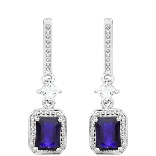 Strieborné Náušnice s Thajským Zafírom a Bielym Topásom