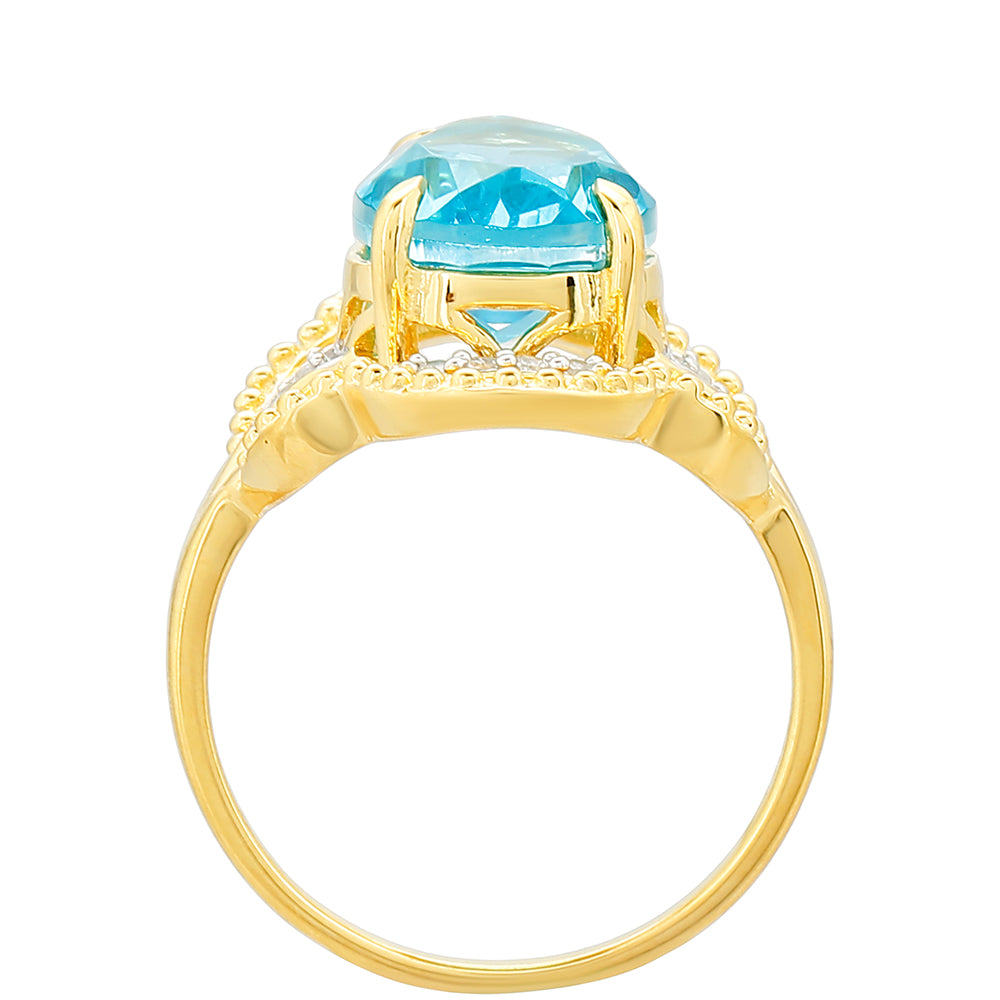 Pozlátený Strieborný Prsteň s Paraiba Kremeňom a Bielym Topásom