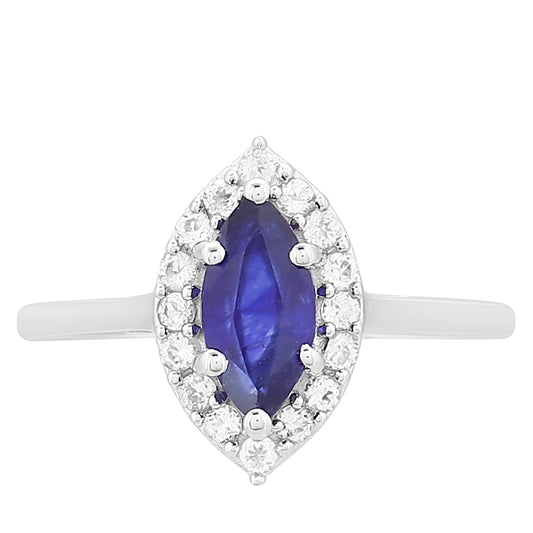 Strieborný Prsteň s Thajským Zafírom a Bielym Topásom