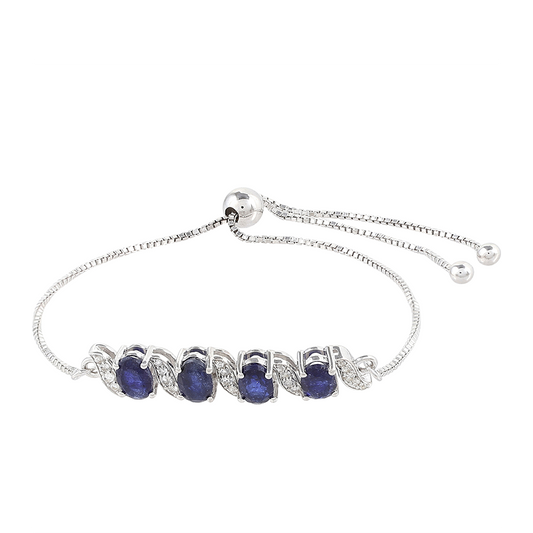 Strieborný Náramok s Thajským Zafírom a Bielym Topásom