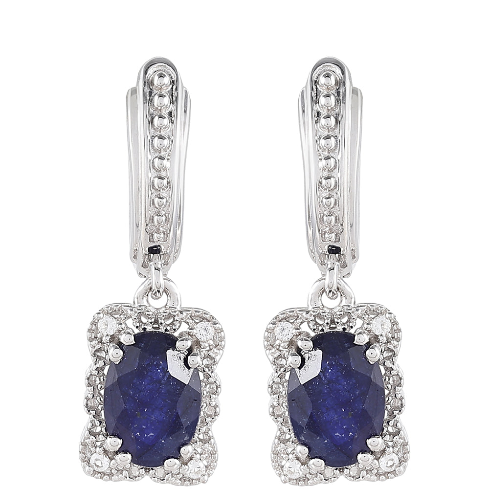 Strieborné Náušnice s Thajským Zafírom a Bielym Topásom