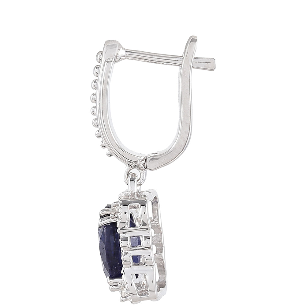 Strieborné Náušnice s Thajským Zafírom a Bielym Topásom