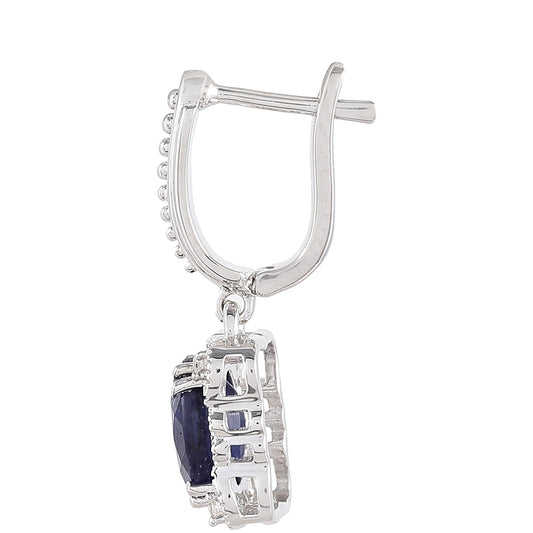 Strieborné Náušnice s Thajským Zafírom a Bielym Topásom