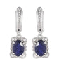 Strieborné Náušnice s Thajským Zafírom a Bielym Topásom