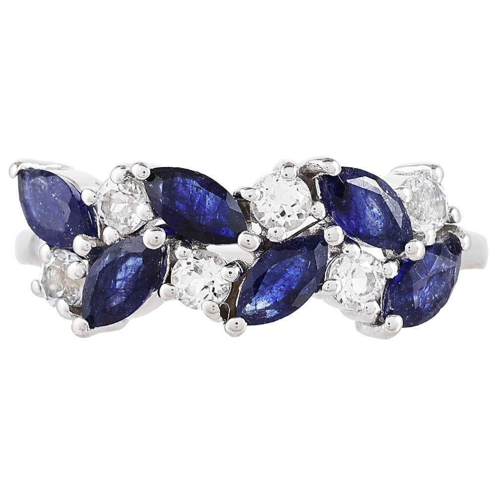 Strieborný Prsteň s Thajským Zafírom a Bielym Topásom 1 