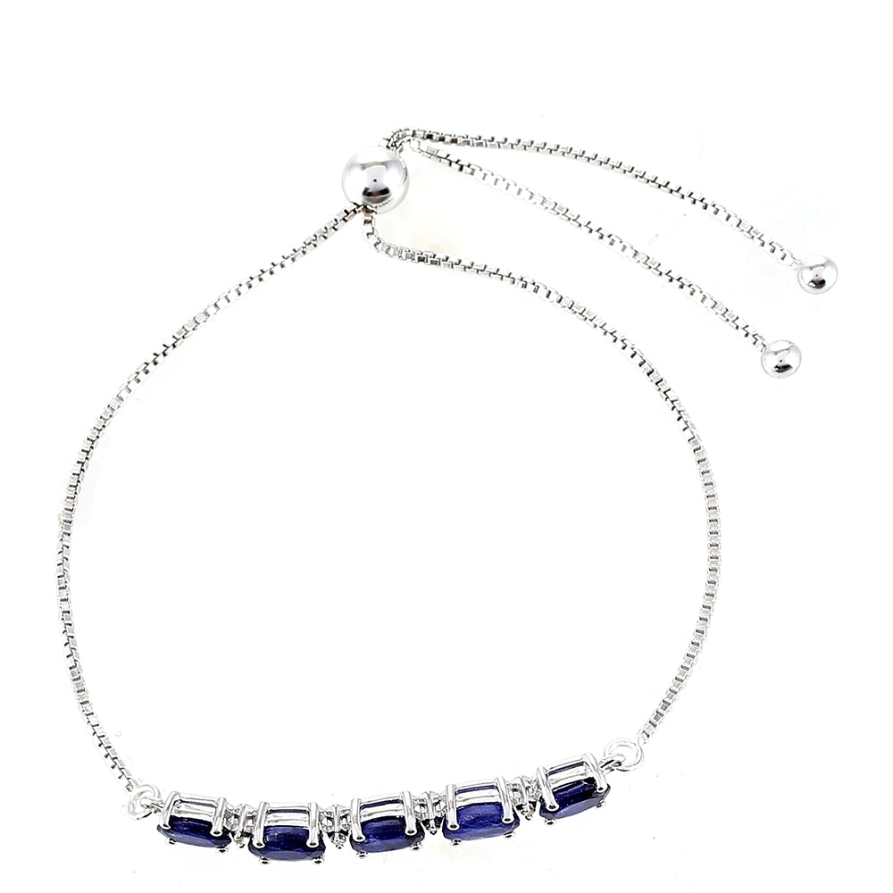 Strieborný Náramok s Thajským Zafírom a Bielym Topásom 2 