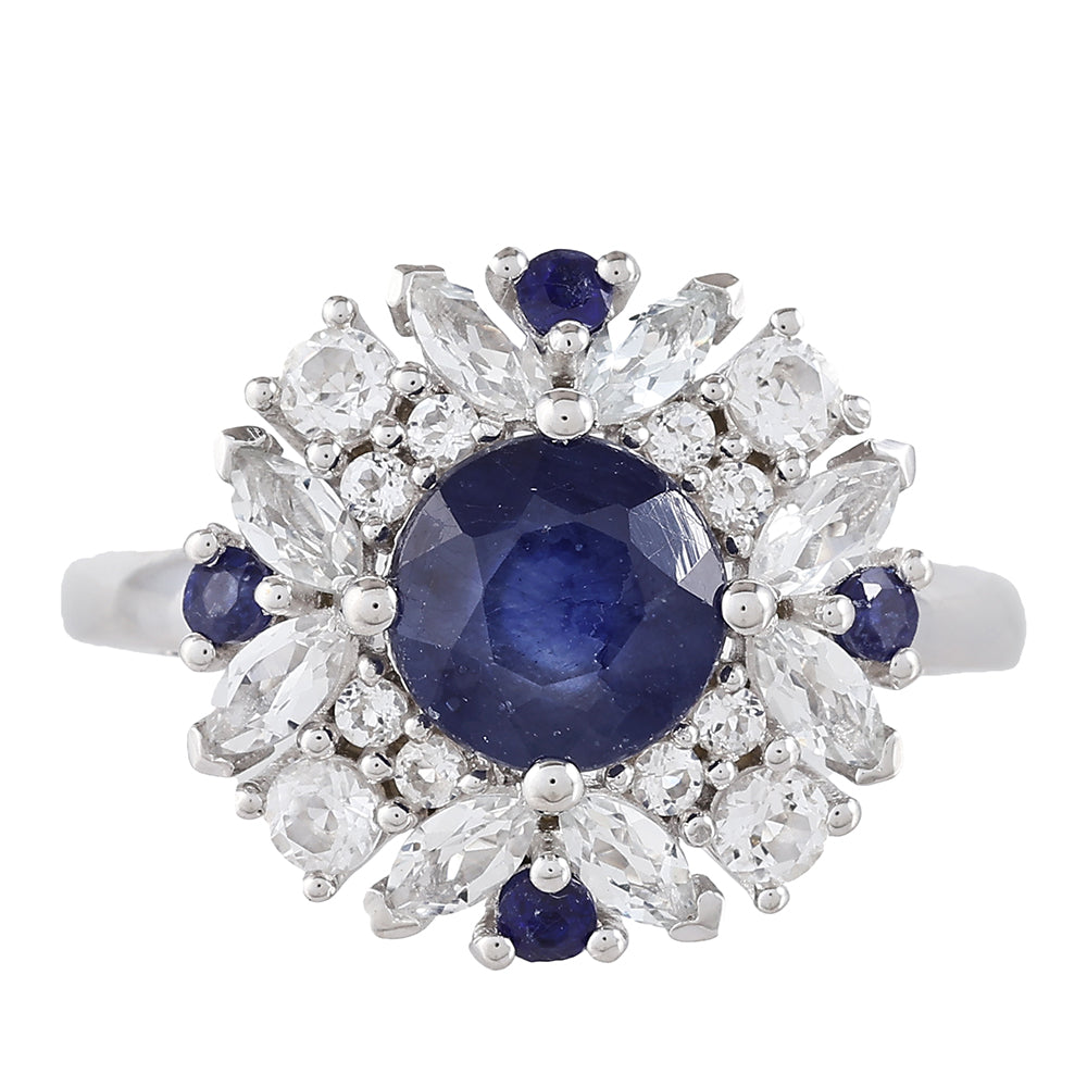 Strieborný Prsteň s Thajským Zafírom a Bielym Topásom 1 