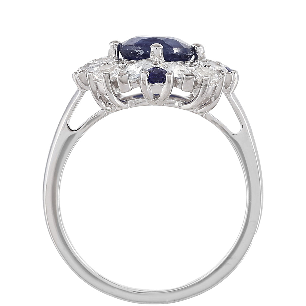 Strieborný Prsteň s Thajským Zafírom a Bielym Topásom