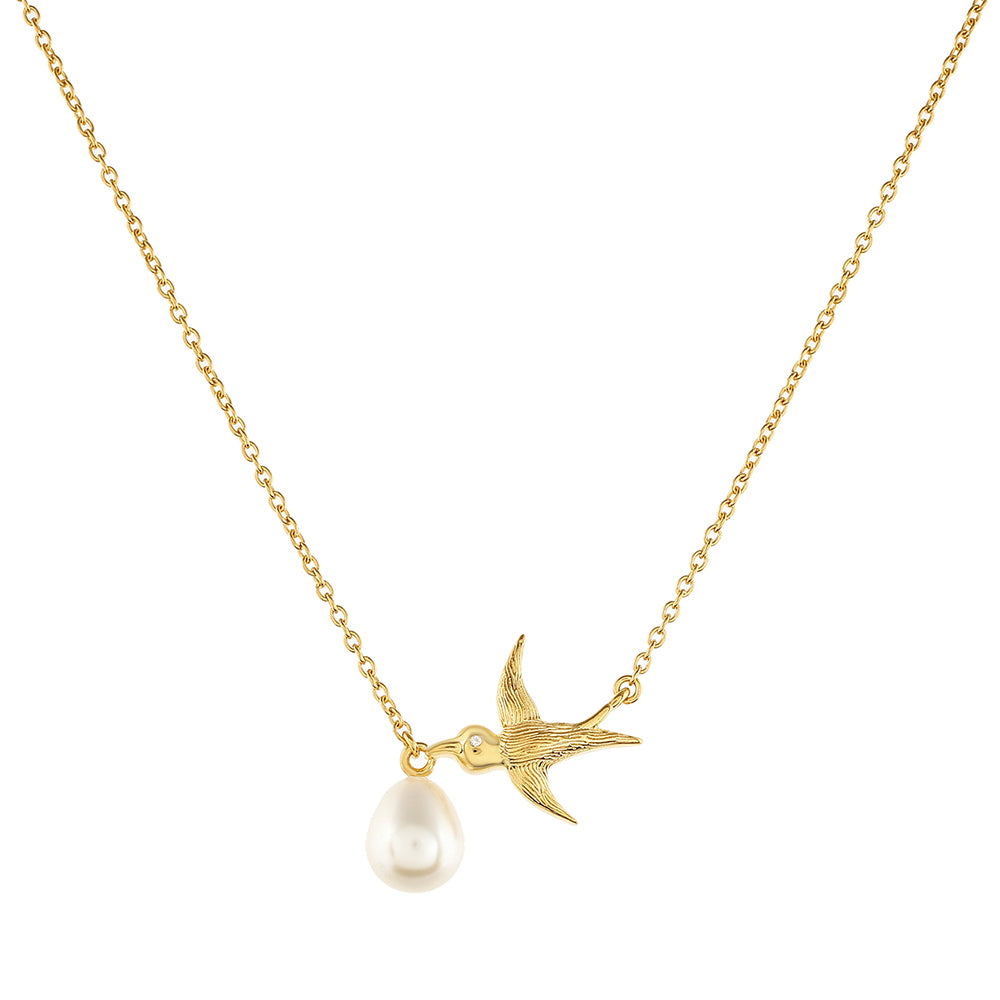 Pozlátený Strieborný Náhrdelník s Barokovou Sladkovodnou Kultivovanou Perlou a Bielym Topásom 1 