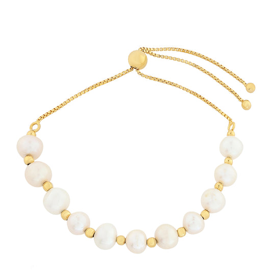 Pozlátený Strieborný Náramok s Barokovou Sladkovodnou Kultivovanou Perlou