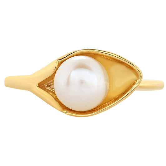 Pozlátený Strieborný Prsteň s Barokovou Sladkovodnou Kultivovanou Perlou