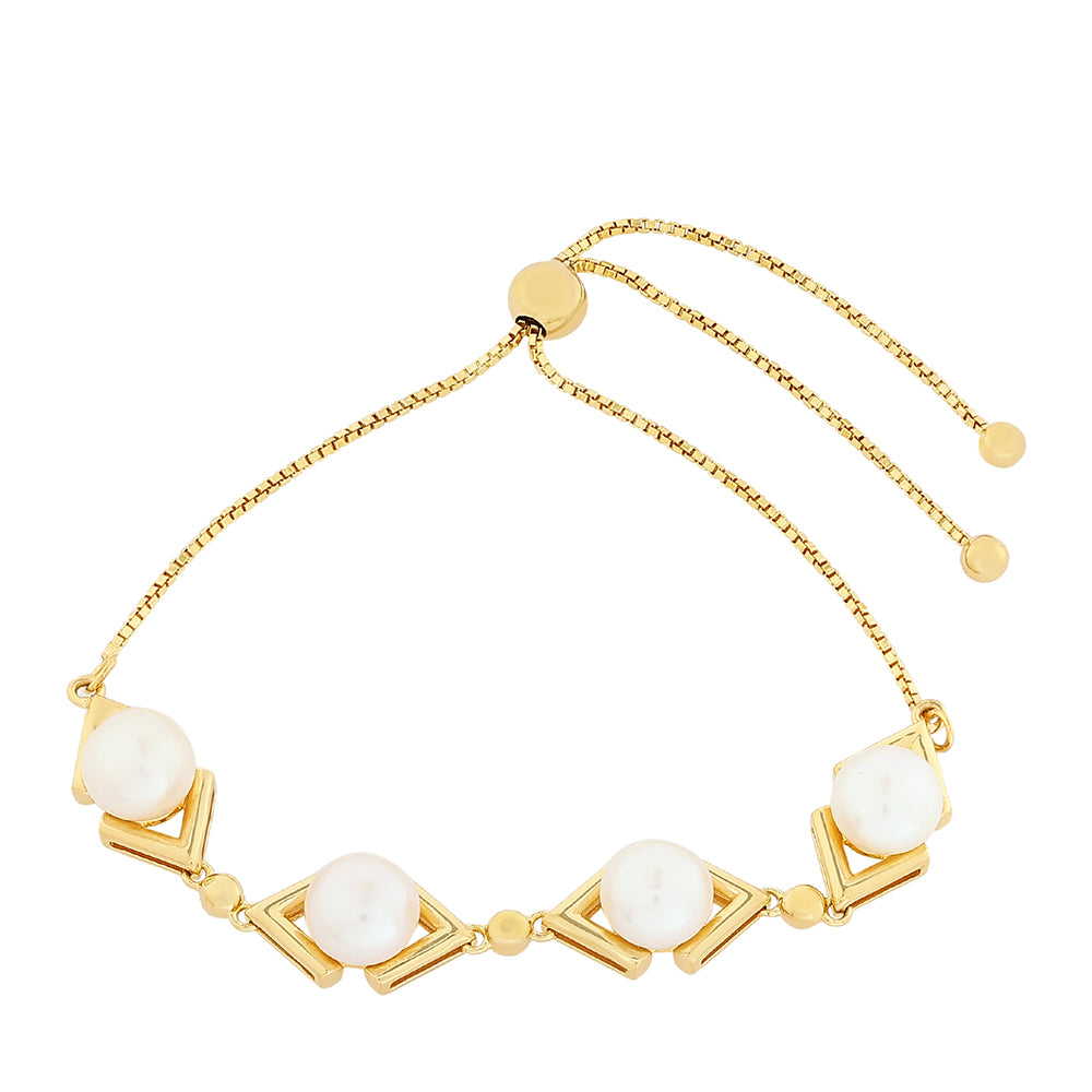 Pozlátený Strieborný Náramok s Barokovou Sladkovodnou Kultivovanou Perlou