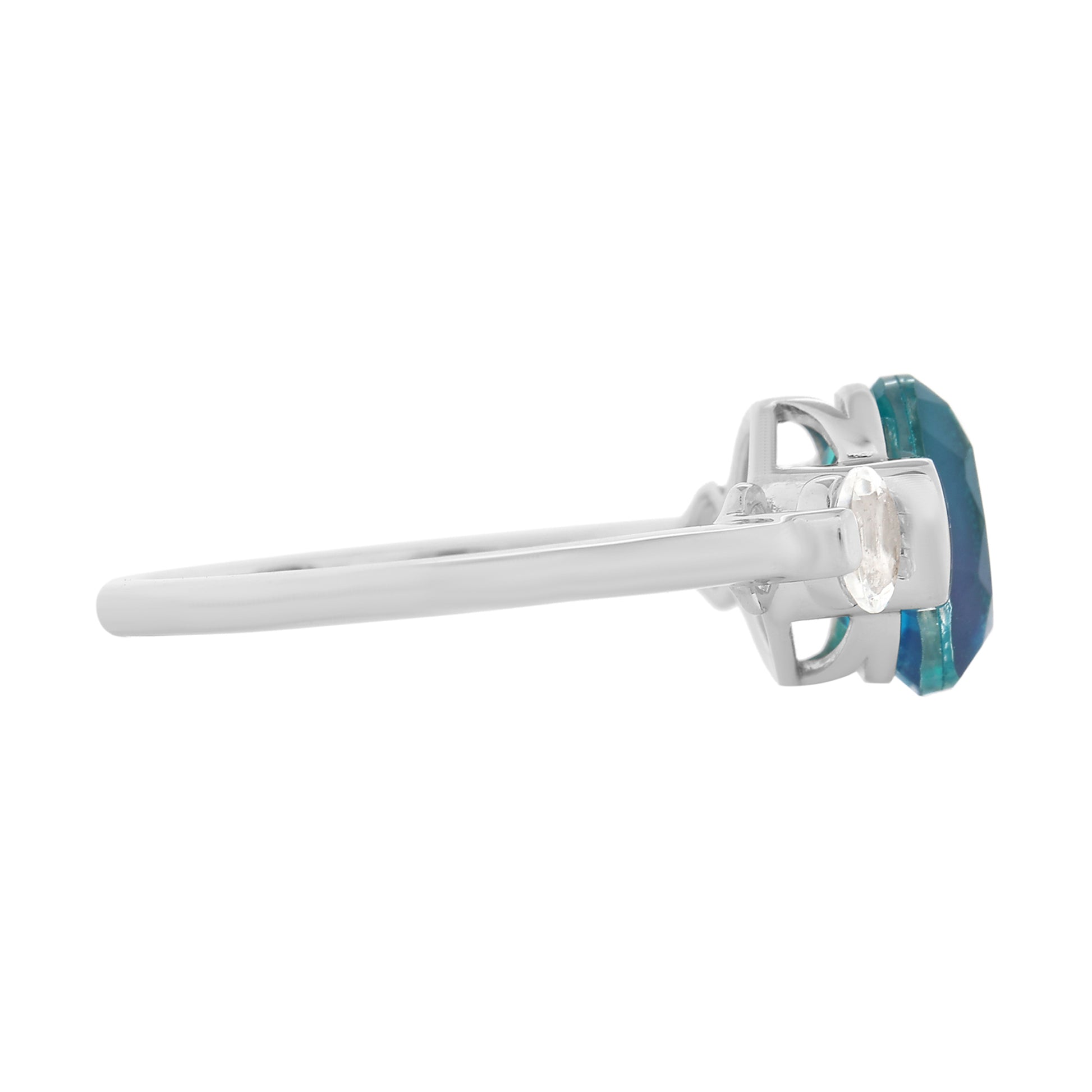 Strieborný Prsteň s Pávím Kremeňom a Bielym Topásom 5 