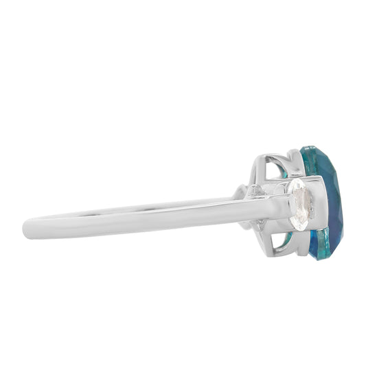 Strieborný Prsteň s Pávím Kremeňom a Bielym Topásom