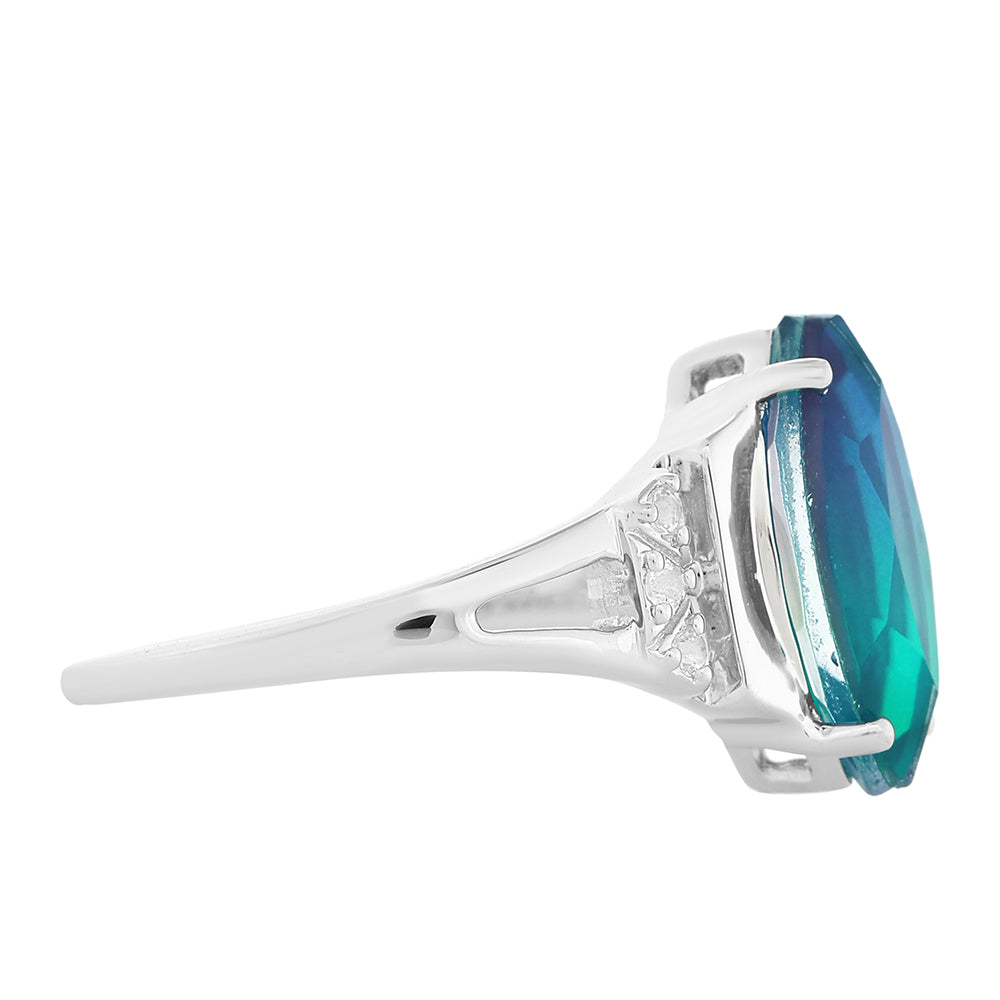 Strieborný Prsteň s Pávím Kremeňom a Bielym Topásom