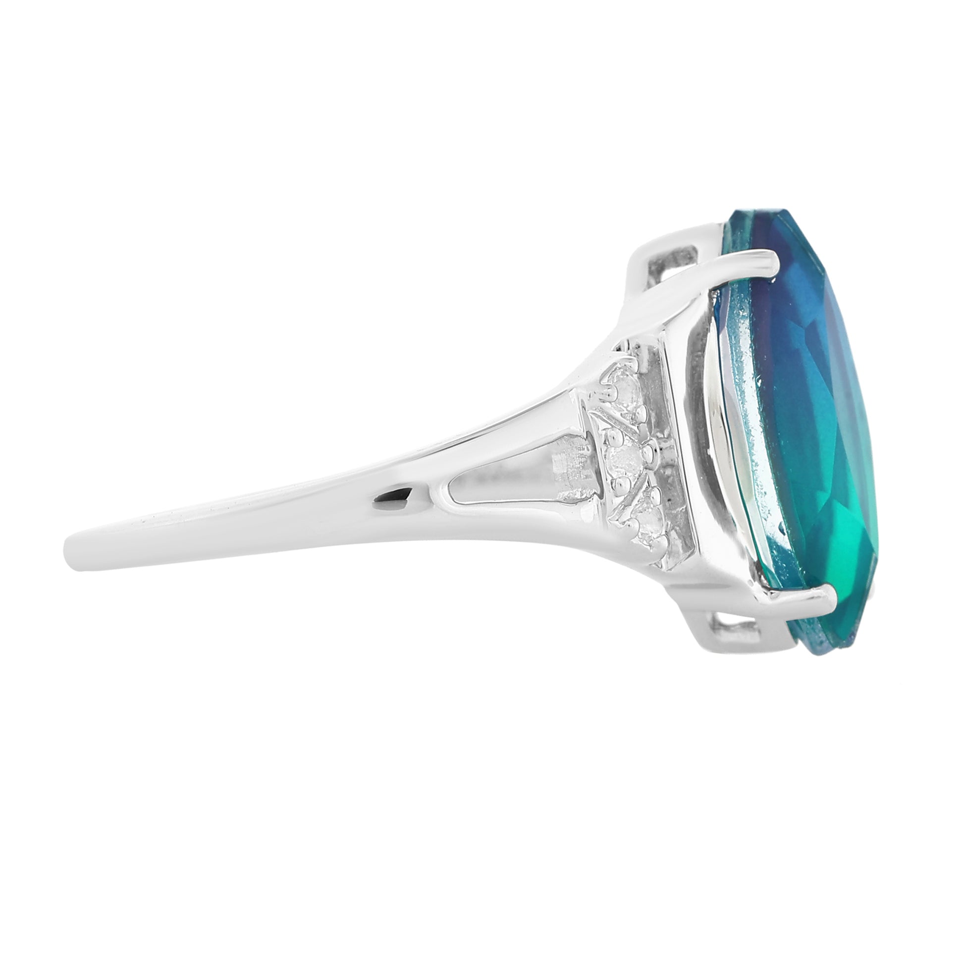 Strieborný Prsteň s Pávím Kremeňom a Bielym Topásom 5 