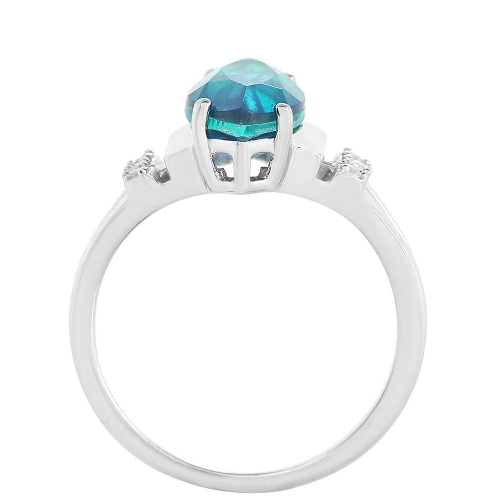 Strieborný Prsteň s Pávím Kremeňom a Bielym Topásom