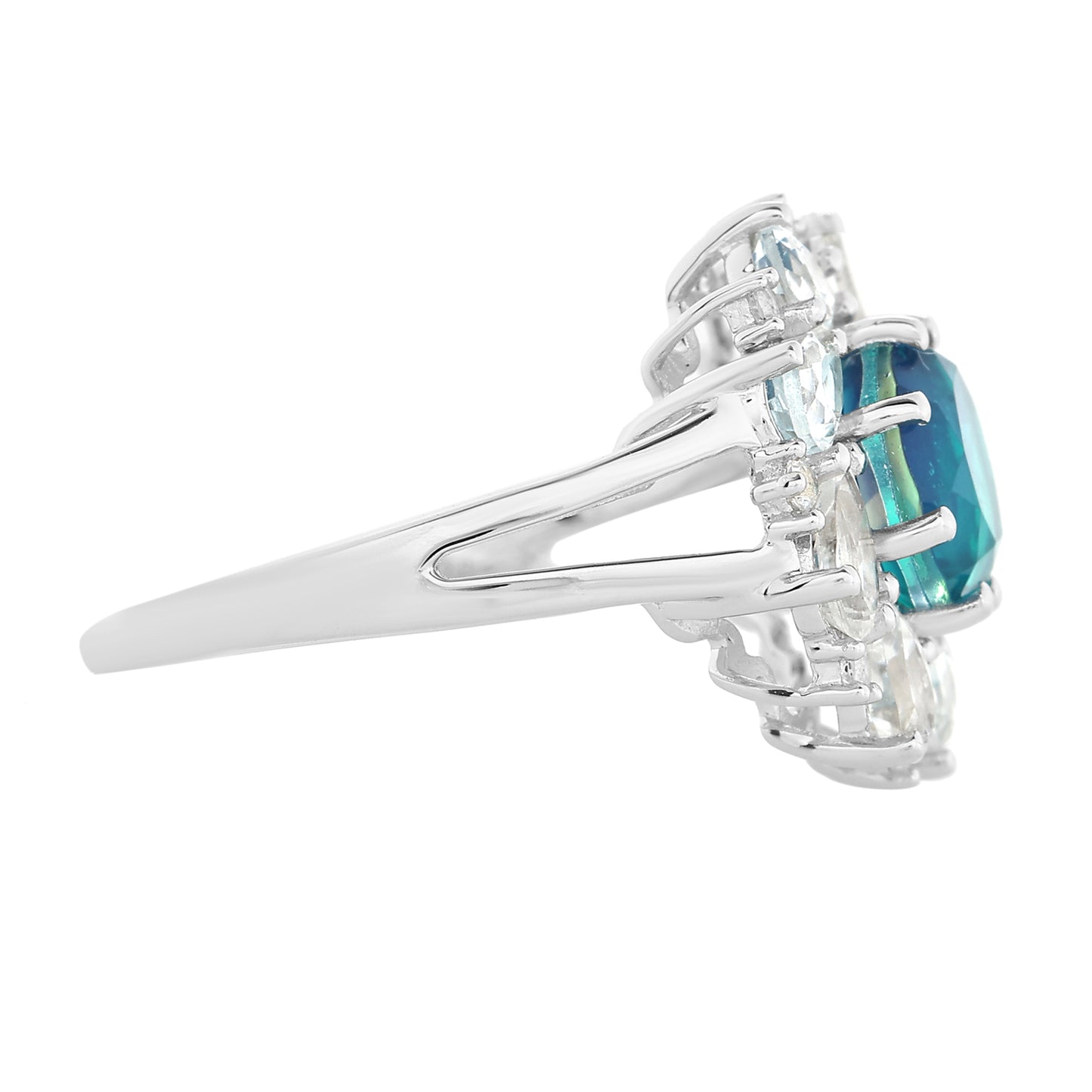 Strieborný Prsteň s Pávím Kremeňom a Bielym Topásom