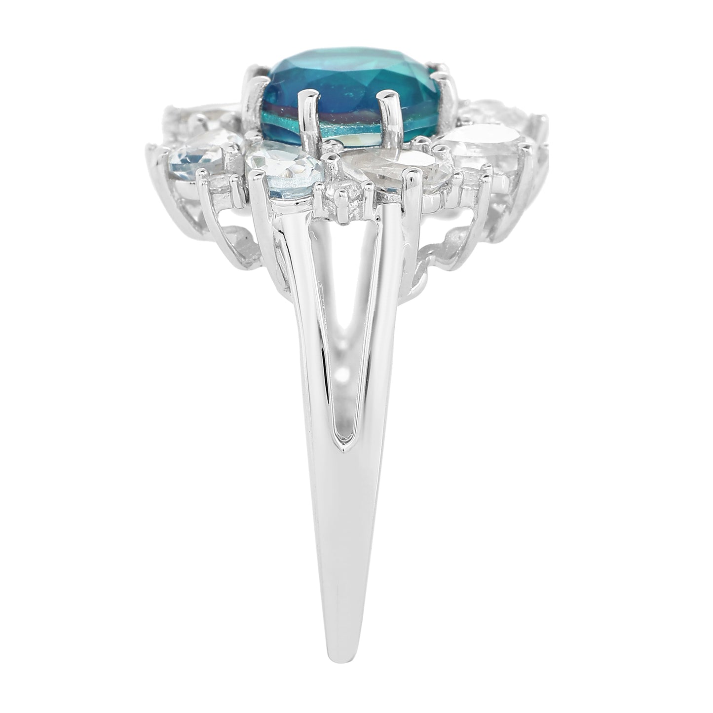 Strieborný Prsteň s Pávím Kremeňom a Bielym Topásom