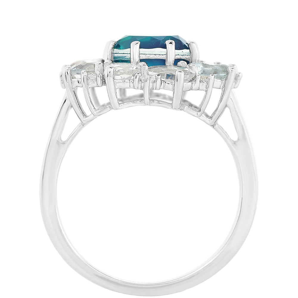 Strieborný Prsteň s Pávím Kremeňom a Bielym Topásom 3 