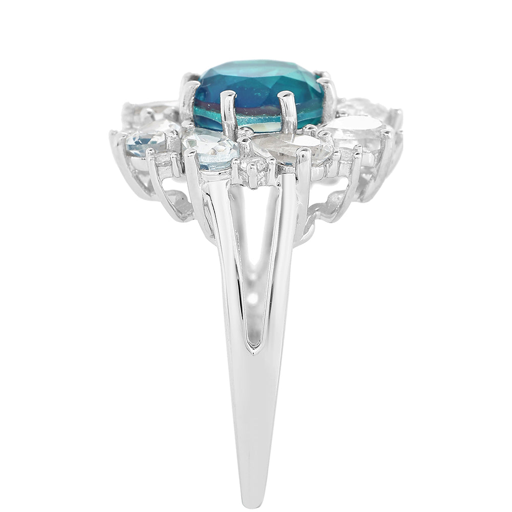 Strieborný Prsteň s Pávím Kremeňom a Bielym Topásom 4 