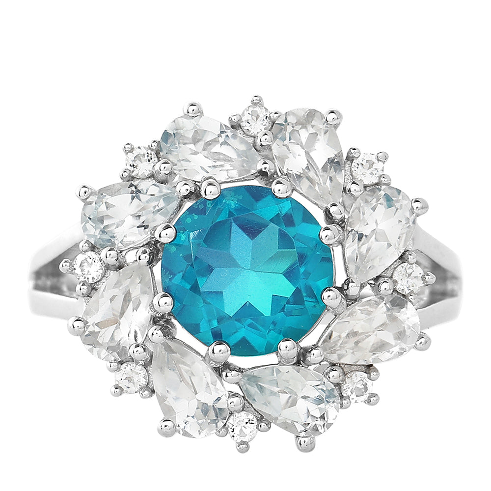 Strieborný Prsteň s Pávím Kremeňom a Bielym Topásom 1 