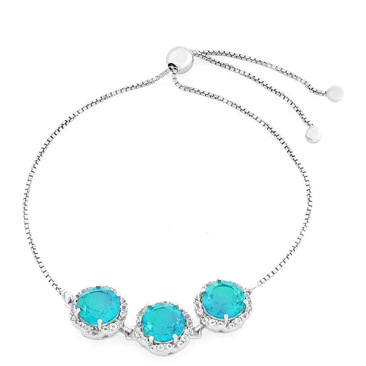 Strieborný Náramok s Pávím Kremeňom a Bielym Topásom