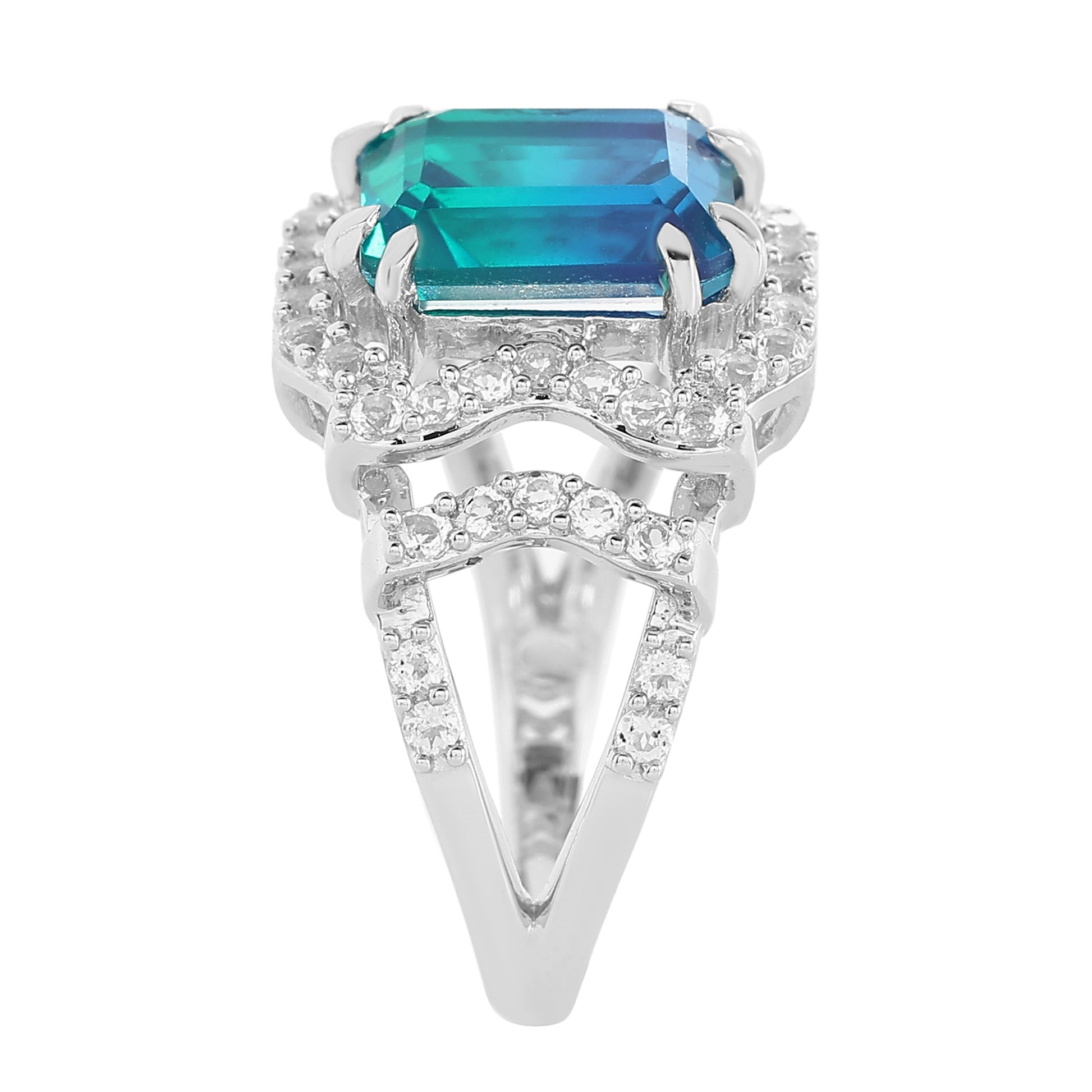 Strieborný Prsteň s Pávím Kremeňom a Bielym Topásom 7 