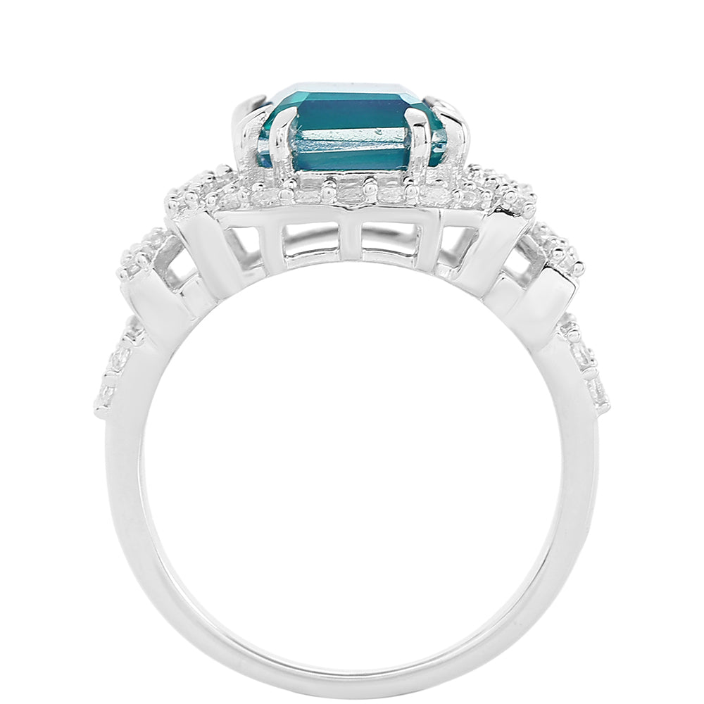 Strieborný Prsteň s Pávím Kremeňom a Bielym Topásom 3 