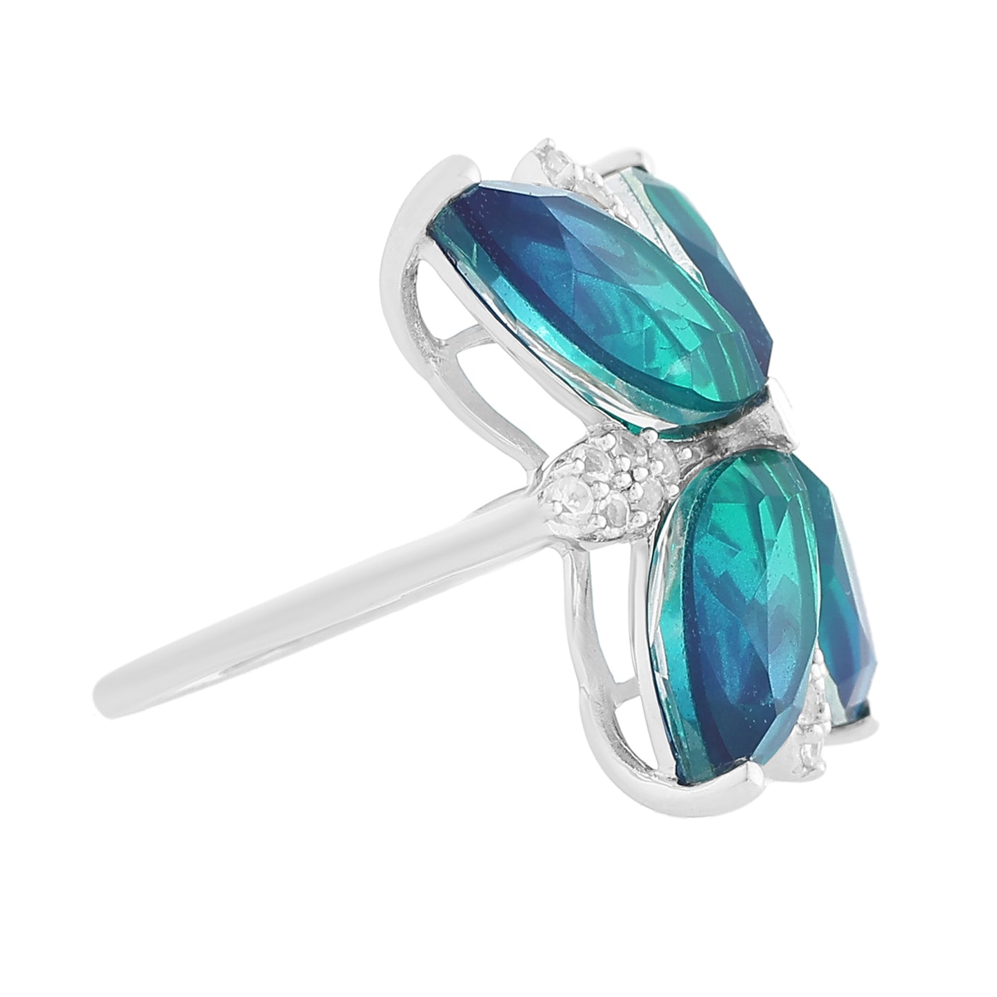 Strieborný Prsteň s Pávím Kremeňom a Bielym Topásom