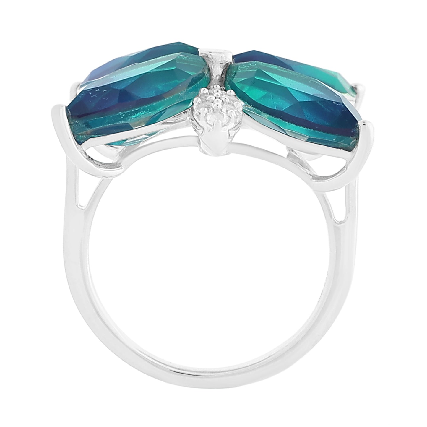 Strieborný Prsteň s Pávím Kremeňom a Bielym Topásom