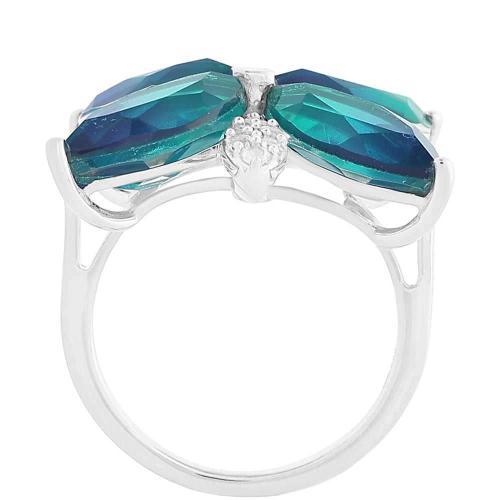 Strieborný Prsteň s Pávím Kremeňom a Bielym Topásom 3 