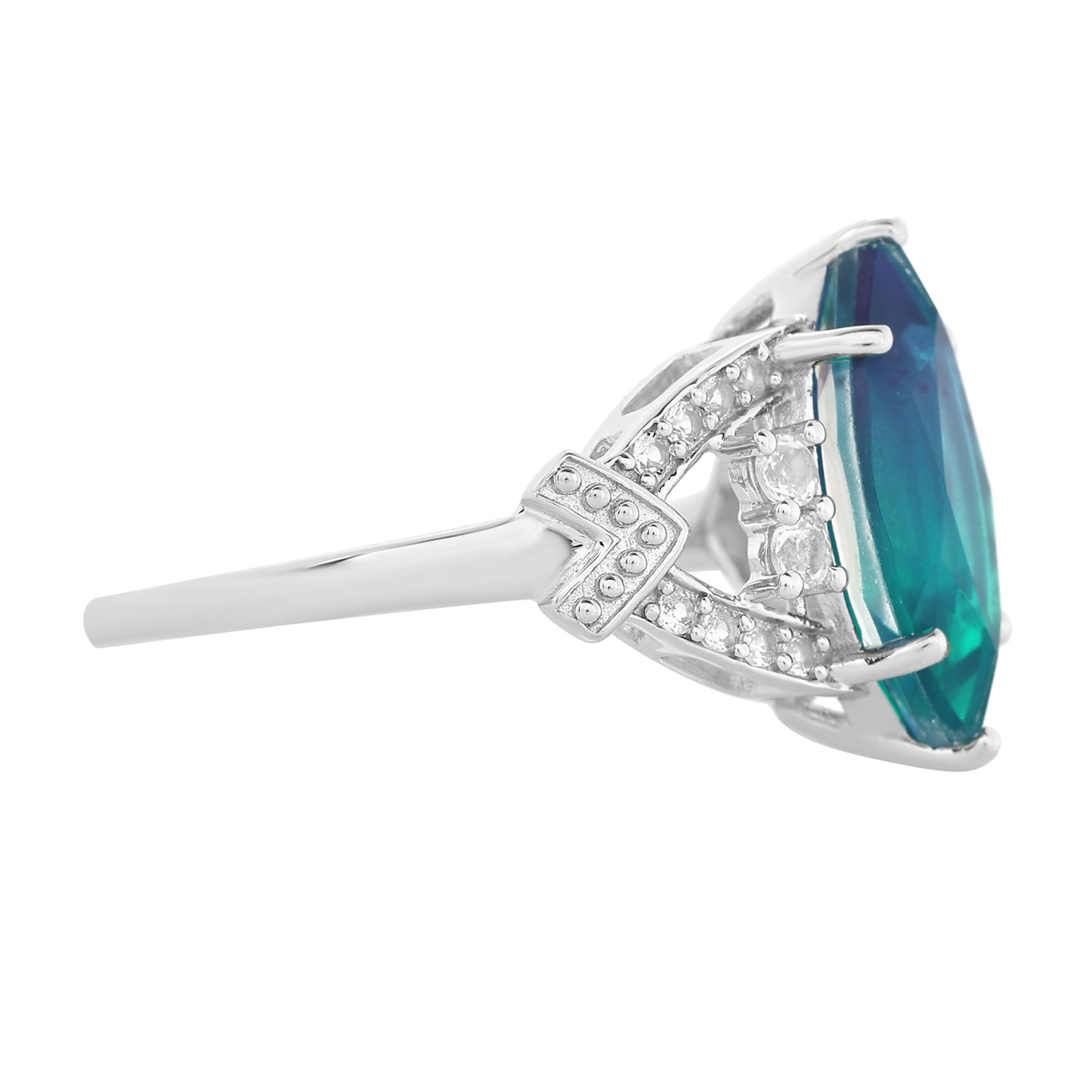 Strieborný Prsteň s Pávím Kremeňom a Bielym Topásom