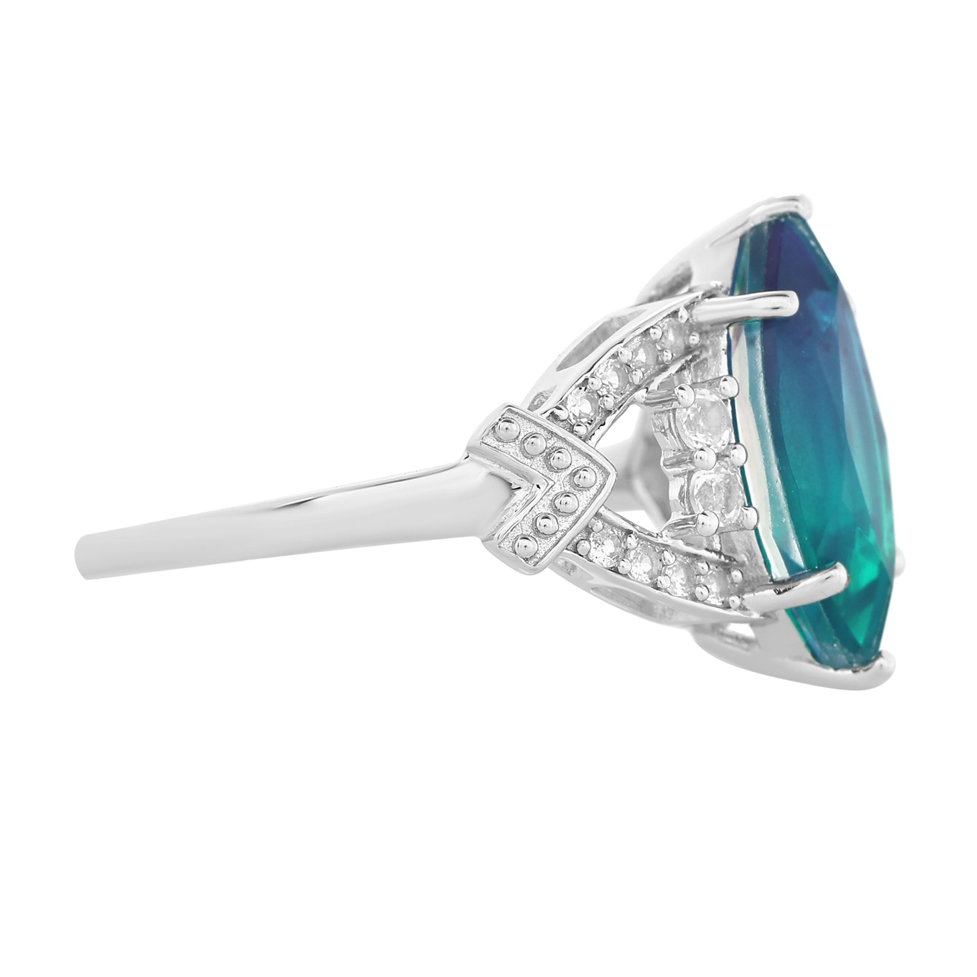 Strieborný Prsteň s Pávím Kremeňom a Bielym Topásom 5 