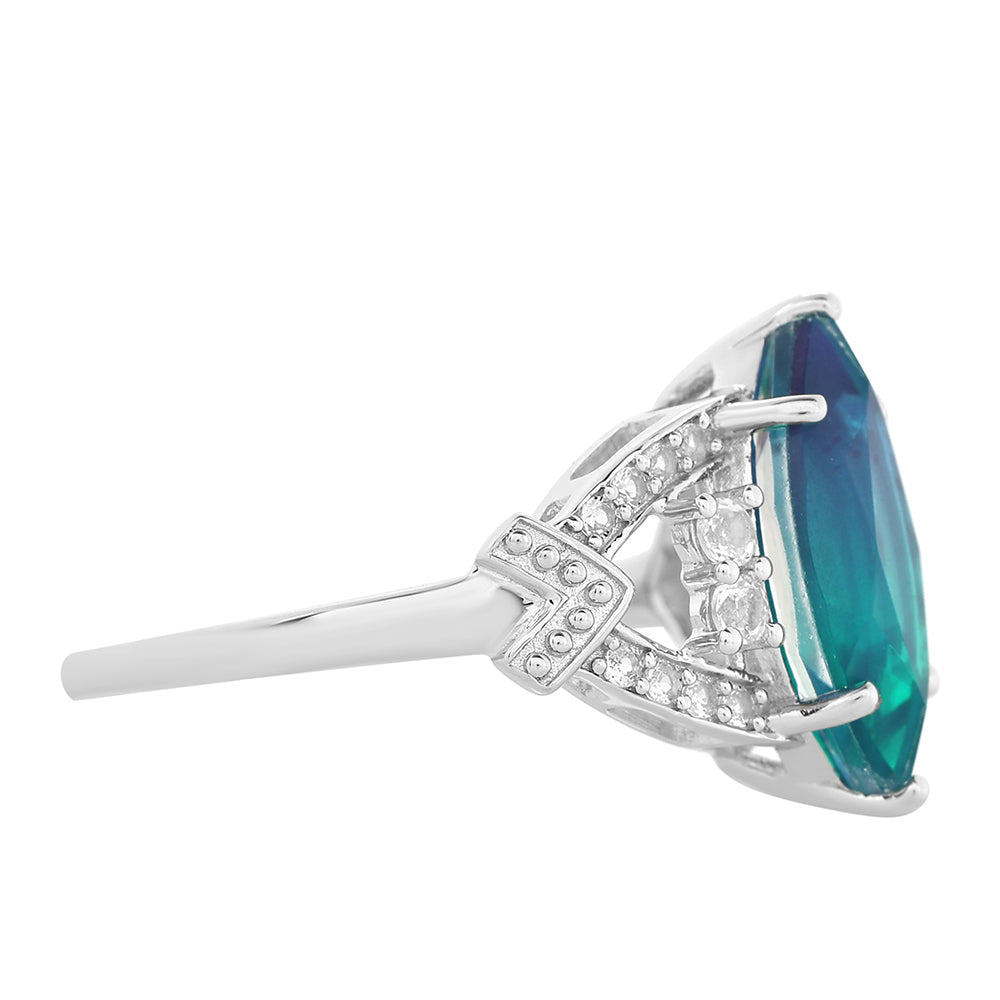 Strieborný Prsteň s Pávím Kremeňom a Bielym Topásom 2 