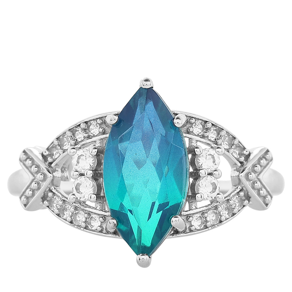 Strieborný Prsteň s Pávím Kremeňom a Bielym Topásom 1 