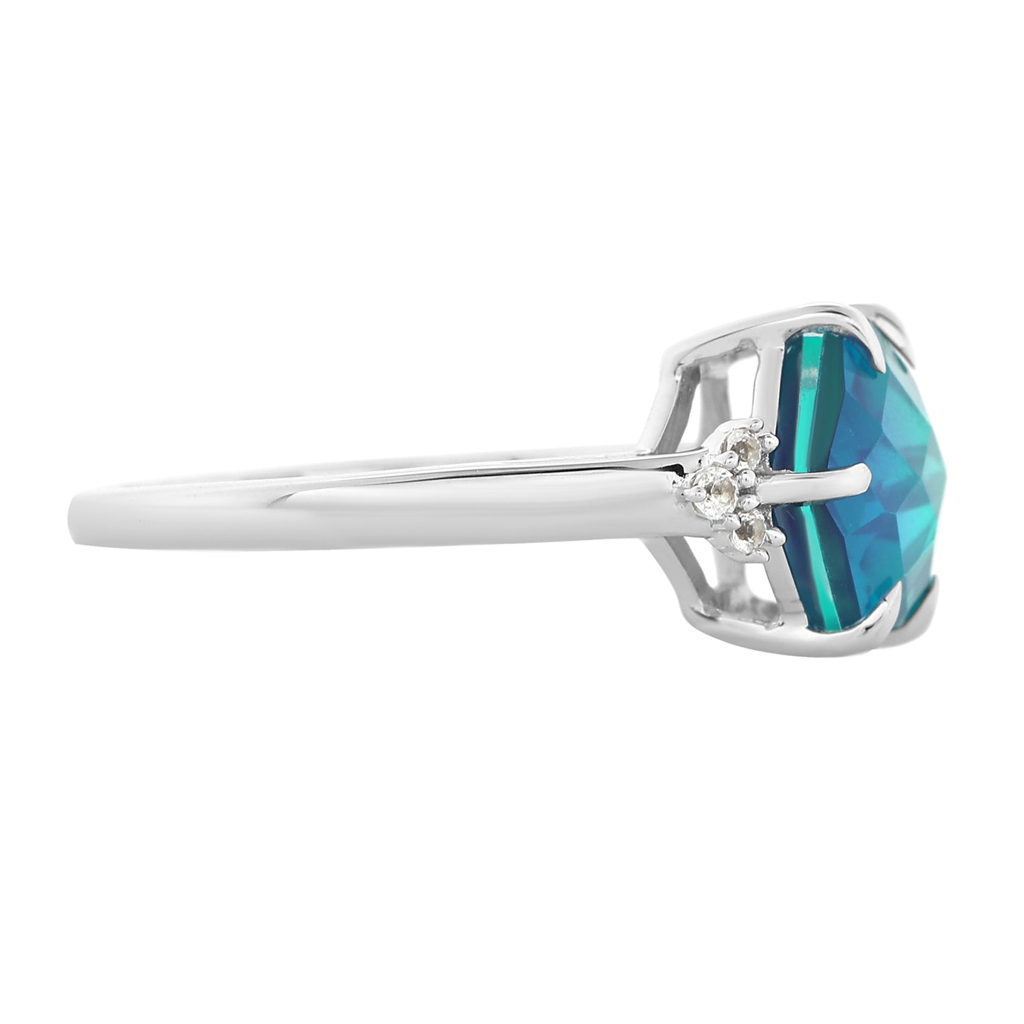 Strieborný Prsteň s Pávím Kremeňom a Bielym Topásom