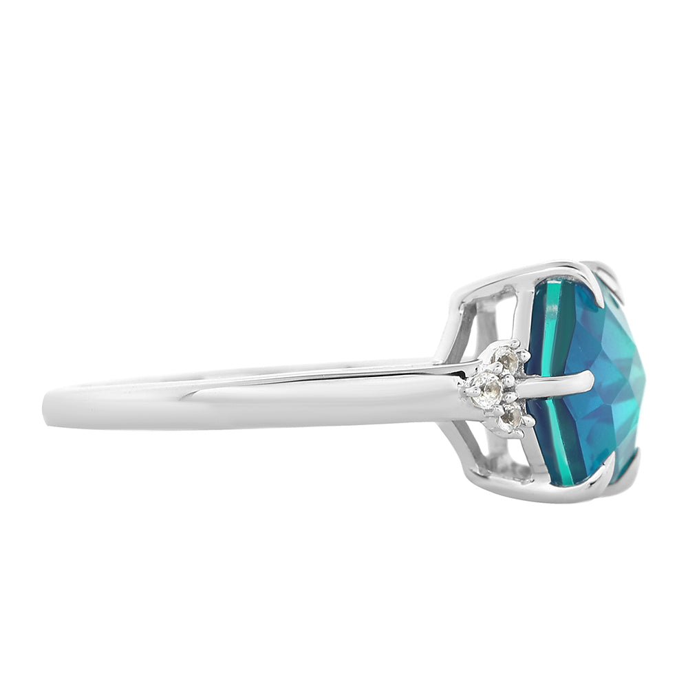 Strieborný Prsteň s Pávím Kremeňom a Bielym Topásom 2 