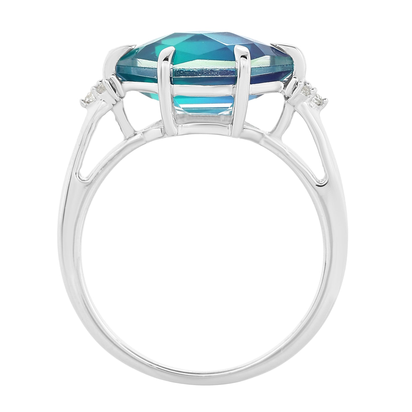 Strieborný Prsteň s Pávím Kremeňom a Bielym Topásom