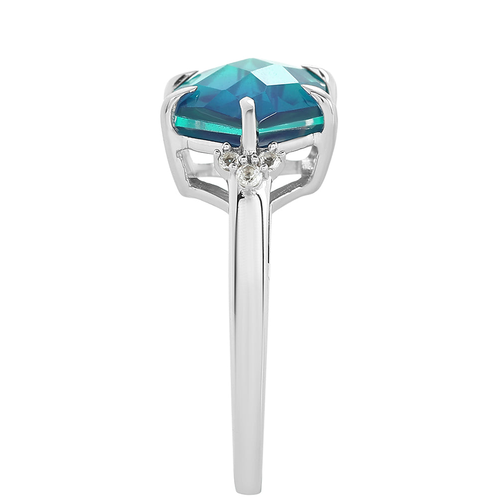 Strieborný Prsteň s Pávím Kremeňom a Bielym Topásom 4 