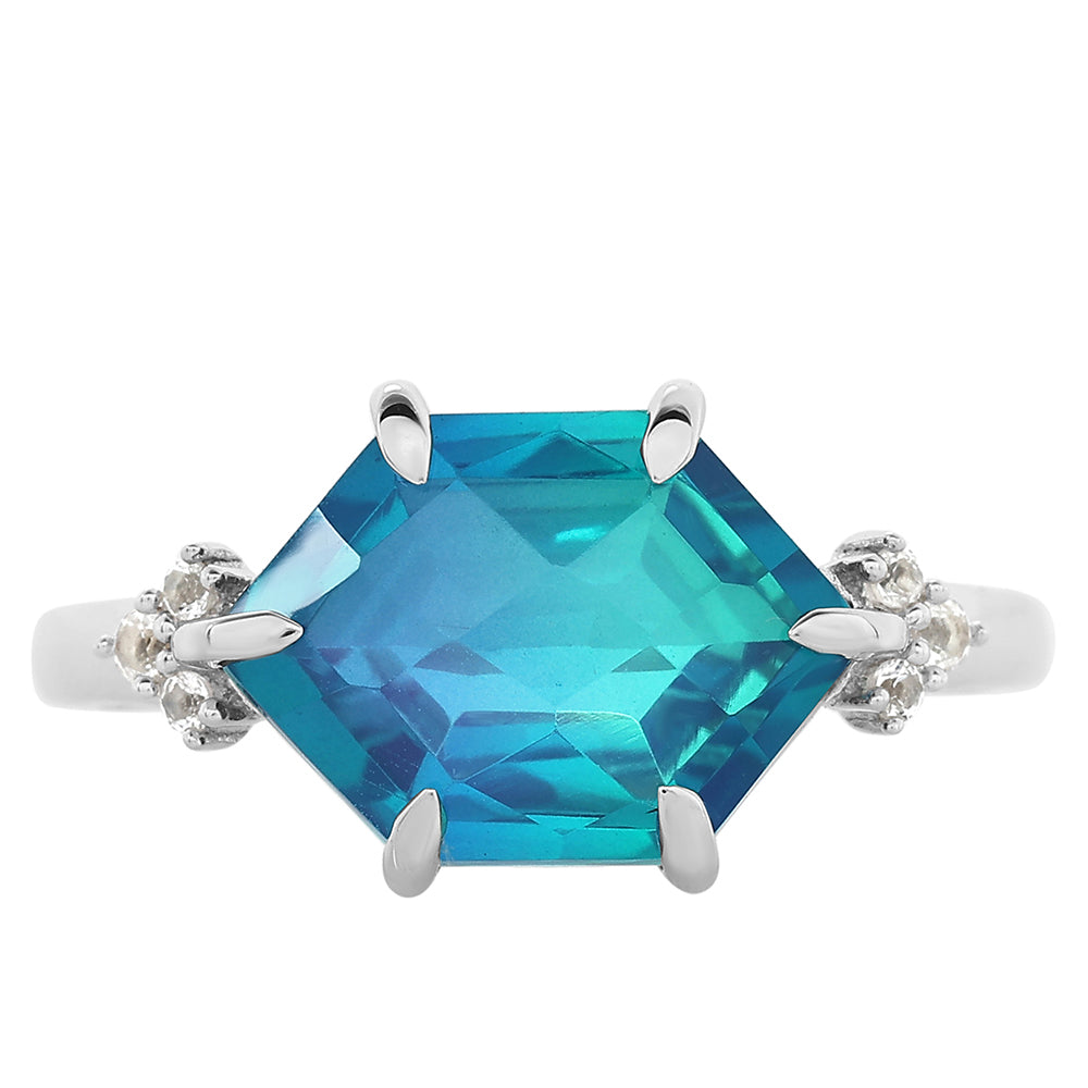 Strieborný Prsteň s Pávím Kremeňom a Bielym Topásom